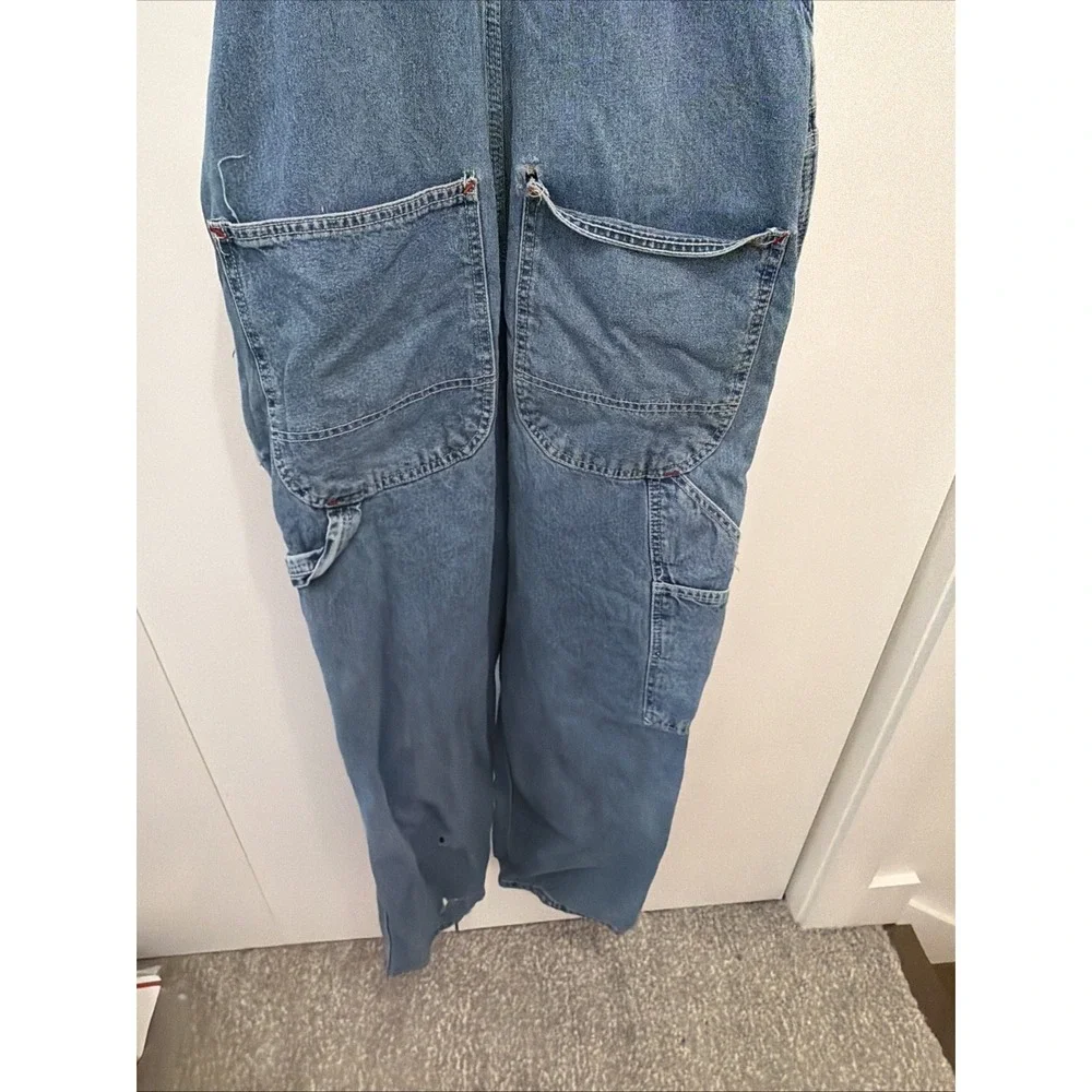 VTG Big Mac Overalls Men's 34x29 Denim BibBCarpenter Farm Work THRASHED/DISTRESS